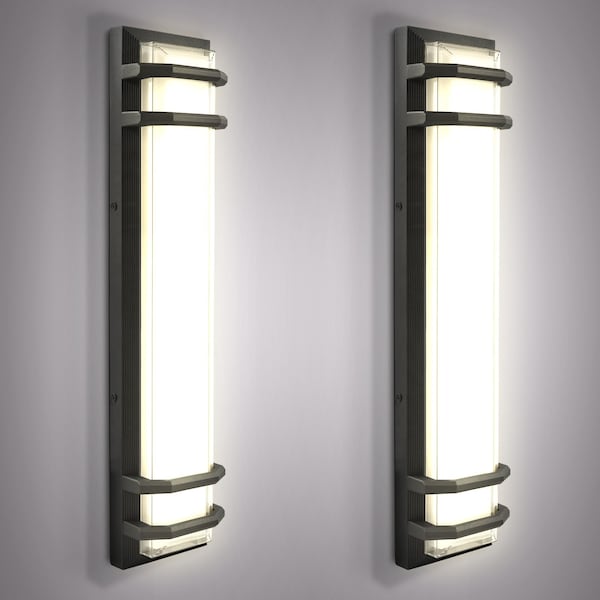 Luxrite Outdoor LED Wall Light 23.62in Modern Outdoor Wall Sconce 3CCT 3000K-5000K 20W Aluminum IP65, 2PK LR40317-2PK - main